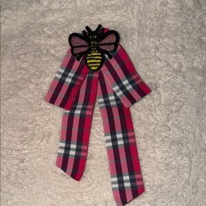 Plaid Bow with Bee Brooch